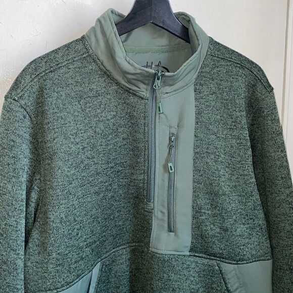 REEL LIFE Green 1/4 Zip Barrel Curl Fleece-M - Picture 2 of 7